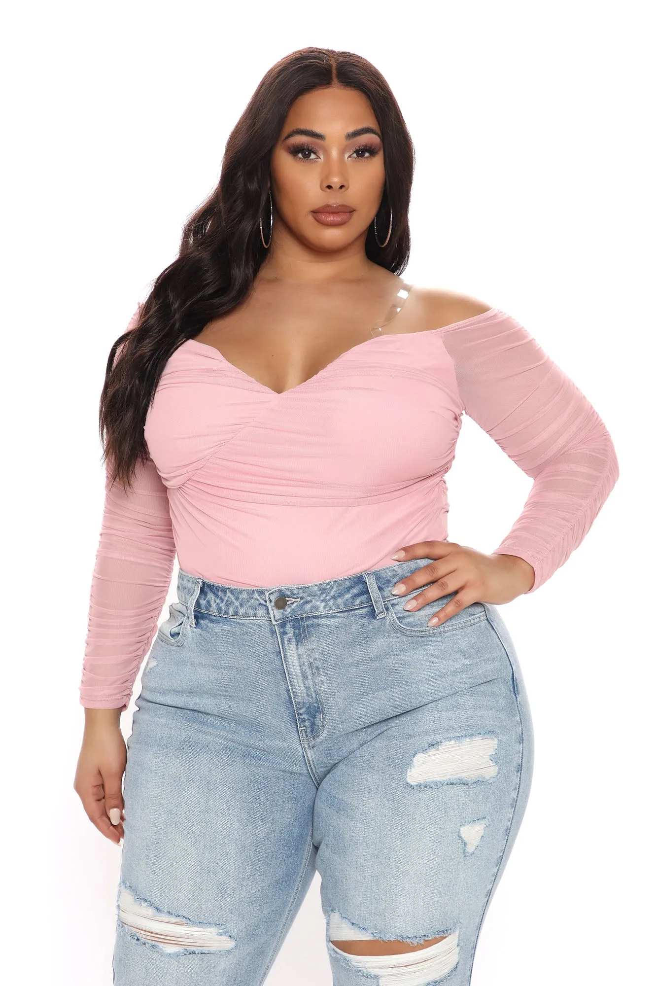 A Hot Mesh Bodysuit - Mauve
