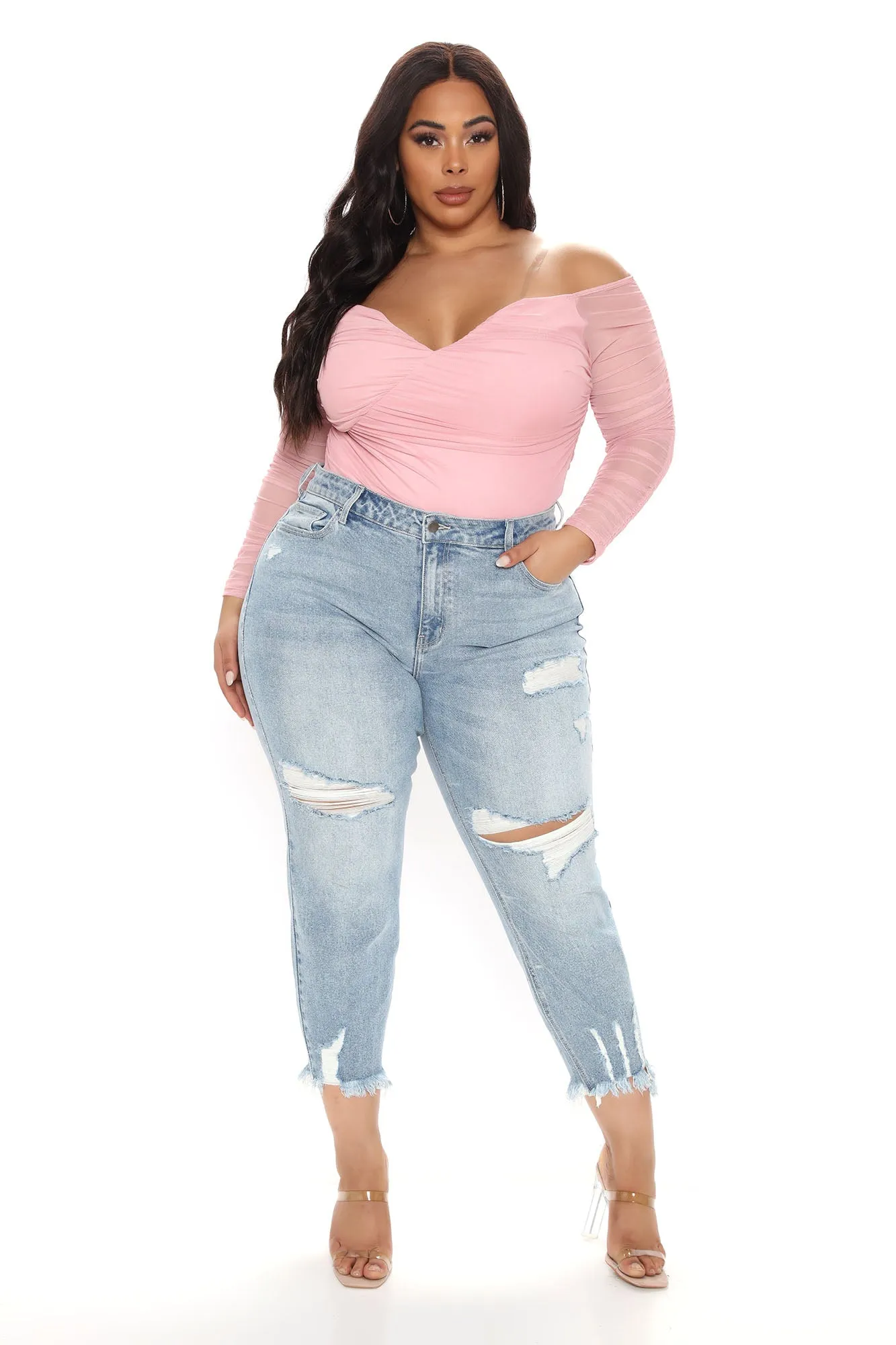 A Hot Mesh Bodysuit - Mauve