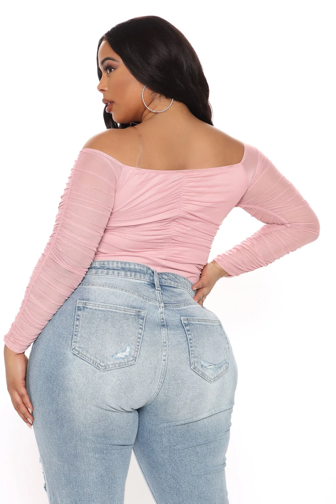 A Hot Mesh Bodysuit - Mauve