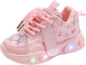 Cathalem Girls Sneakers Kids Baby Girls Shoes Sneakers LED Light Up Luminous Bowknot Sneakers Winter Warm Sneakers