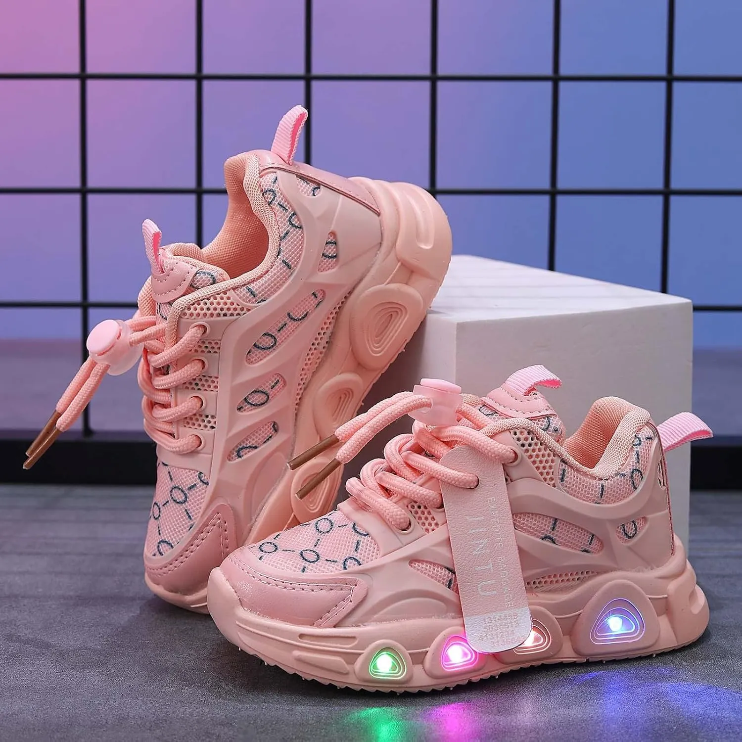 Cathalem Girls Sneakers Kids Baby Girls Shoes Sneakers LED Light Up Luminous Bowknot Sneakers Winter Warm Sneakers