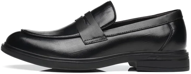 Dress Oxford Shoes for Men Slip On Round Toe Solid Color Apron Toe Loafer Anti-Slip Non Slip Rubber Sole Outdoor