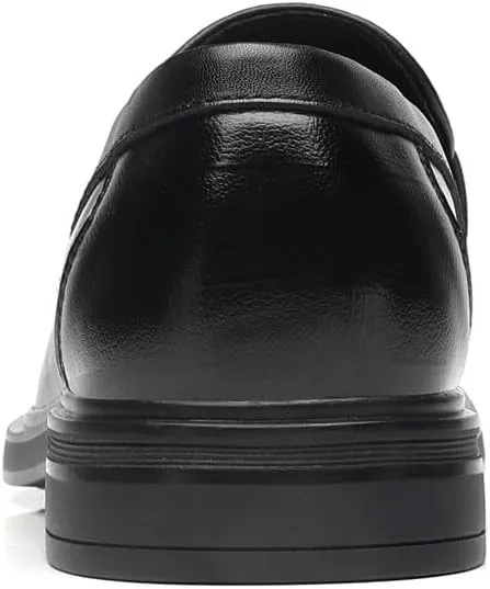 Dress Oxford Shoes for Men Slip On Round Toe Solid Color Apron Toe Loafer Anti-Slip Non Slip Rubber Sole Outdoor