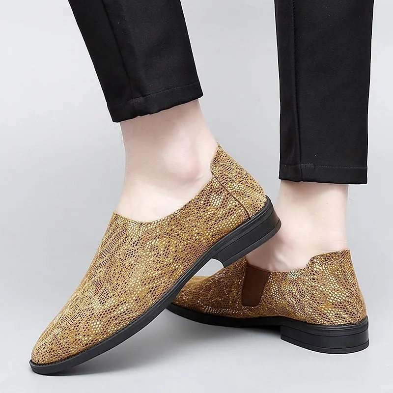 Formal Shoes Dress Oxford for Men Slip On Round Toe Faux Leather Breathable Oxford Shoes Non Slip Resistant Rubber Sole Anti-Slip Outdoor