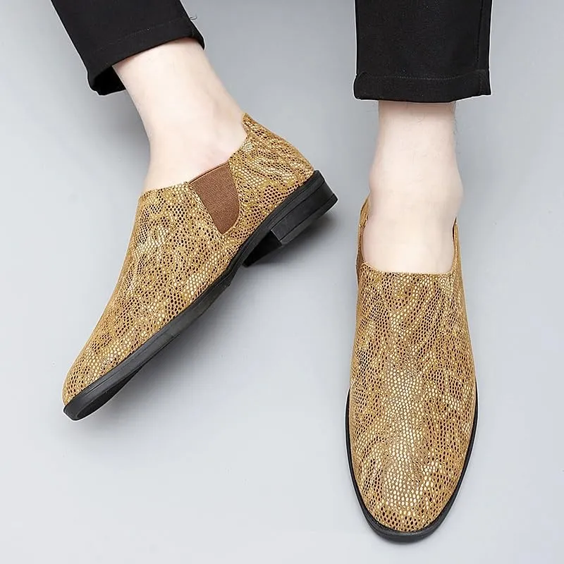 Formal Shoes Dress Oxford for Men Slip On Round Toe Faux Leather Breathable Oxford Shoes Non Slip Resistant Rubber Sole Anti-Slip Outdoor