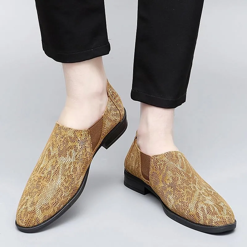 Formal Shoes Dress Oxford for Men Slip On Round Toe Faux Leather Breathable Oxford Shoes Non Slip Resistant Rubber Sole Anti-Slip Outdoor