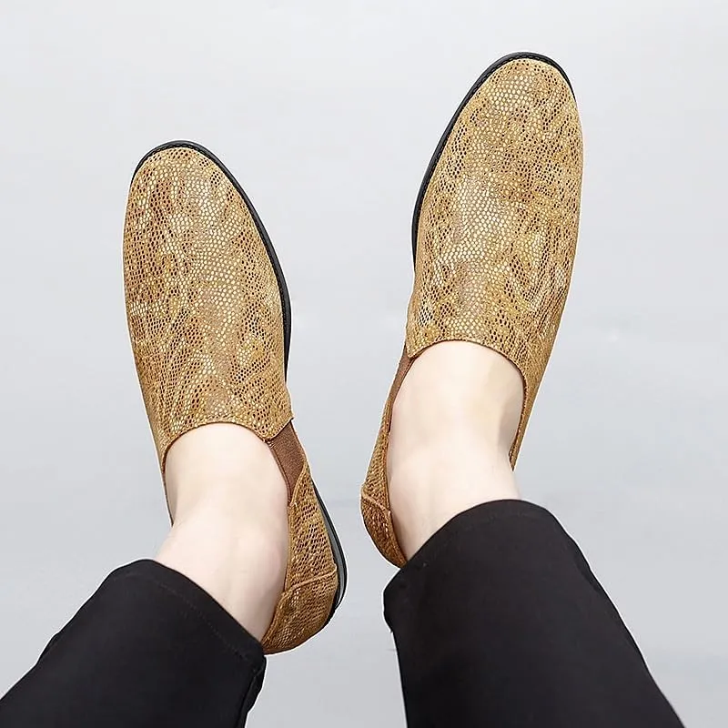 Formal Shoes Dress Oxford for Men Slip On Round Toe Faux Leather Breathable Oxford Shoes Non Slip Resistant Rubber Sole Anti-Slip Outdoor