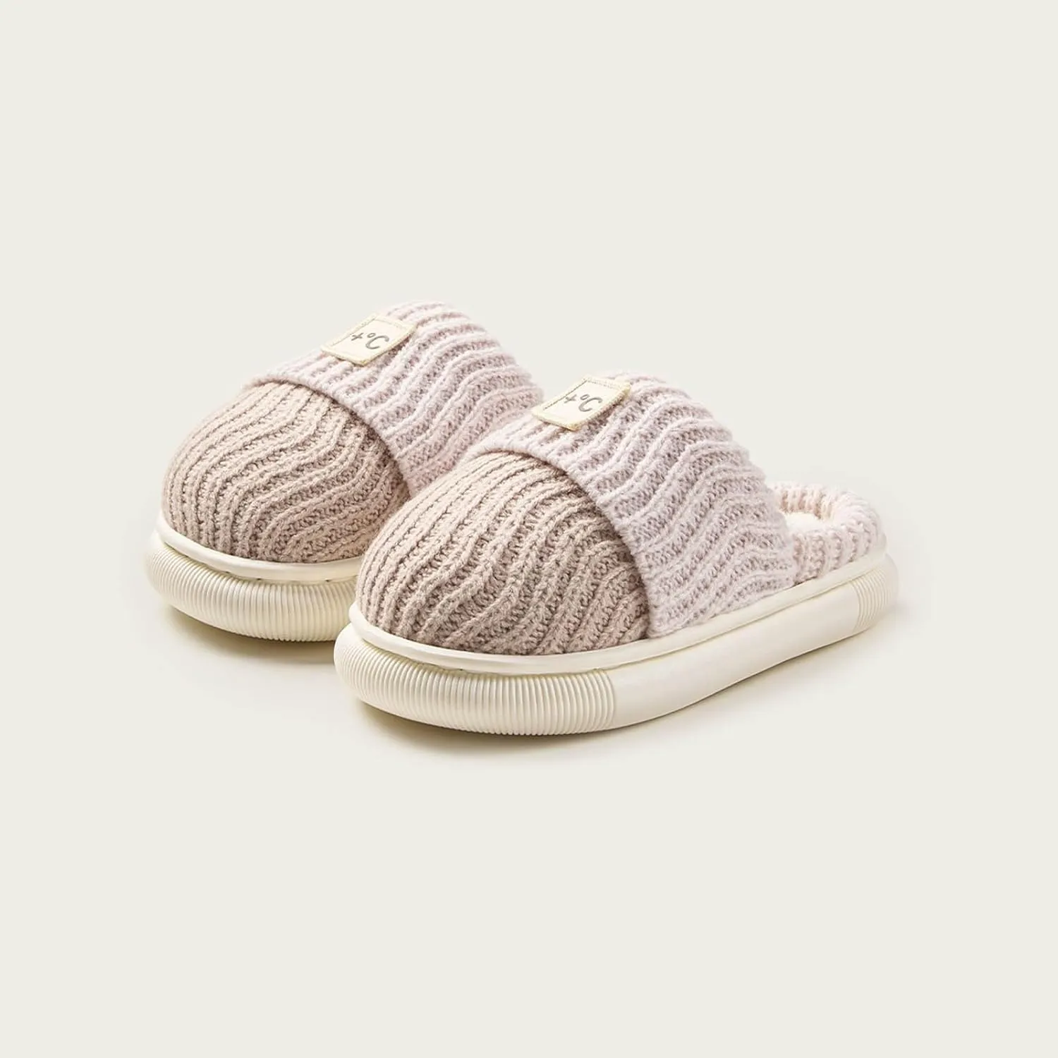 Girls Platform Knit Slippers Cozy Winter Warm Fuzzy Memory Foam Slip-On Plush House Slides Shoes Kids Boys Indoor Flat