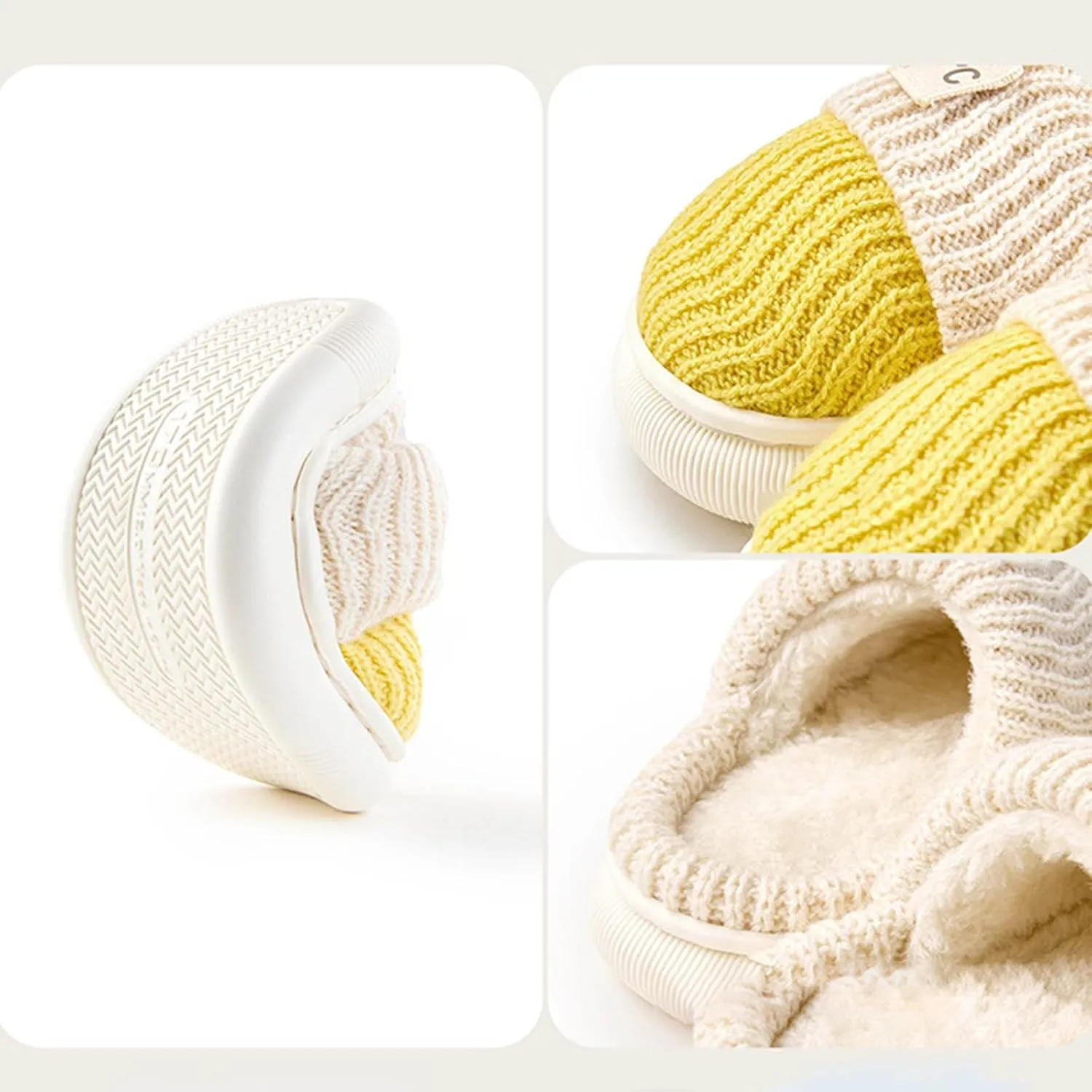 Girls Platform Knit Slippers Cozy Winter Warm Fuzzy Memory Foam Slip-On Plush House Slides Shoes Kids Boys Indoor Flat