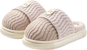 Girls Platform Knit Slippers Cozy Winter Warm Fuzzy Memory Foam Slip-On Plush House Slides Shoes Kids Boys Indoor Flat
