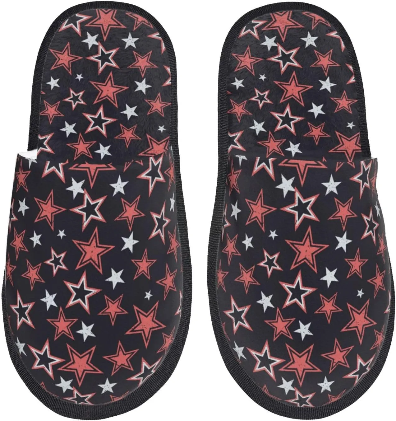 House Slippers for Womens Men - Red Star Soft House Shoes Fuzzy Slippers, Lightweight Slip-On Cozy House Slippers for Womens Indoor Outdoor