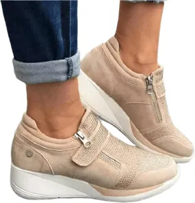 Ladmiple Shoes For Women Sneakers Trendy Slip On Breathe Walking Shoes Fashion Non Slip Platform Running Tennis Shoes