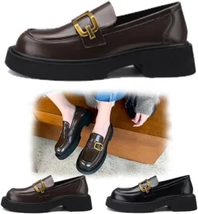 Loafers for Women Platform Chunky Heel Slip On Loafers Business Office Casual Dressy Loafer Shoes, Comfortable Womens Shoes