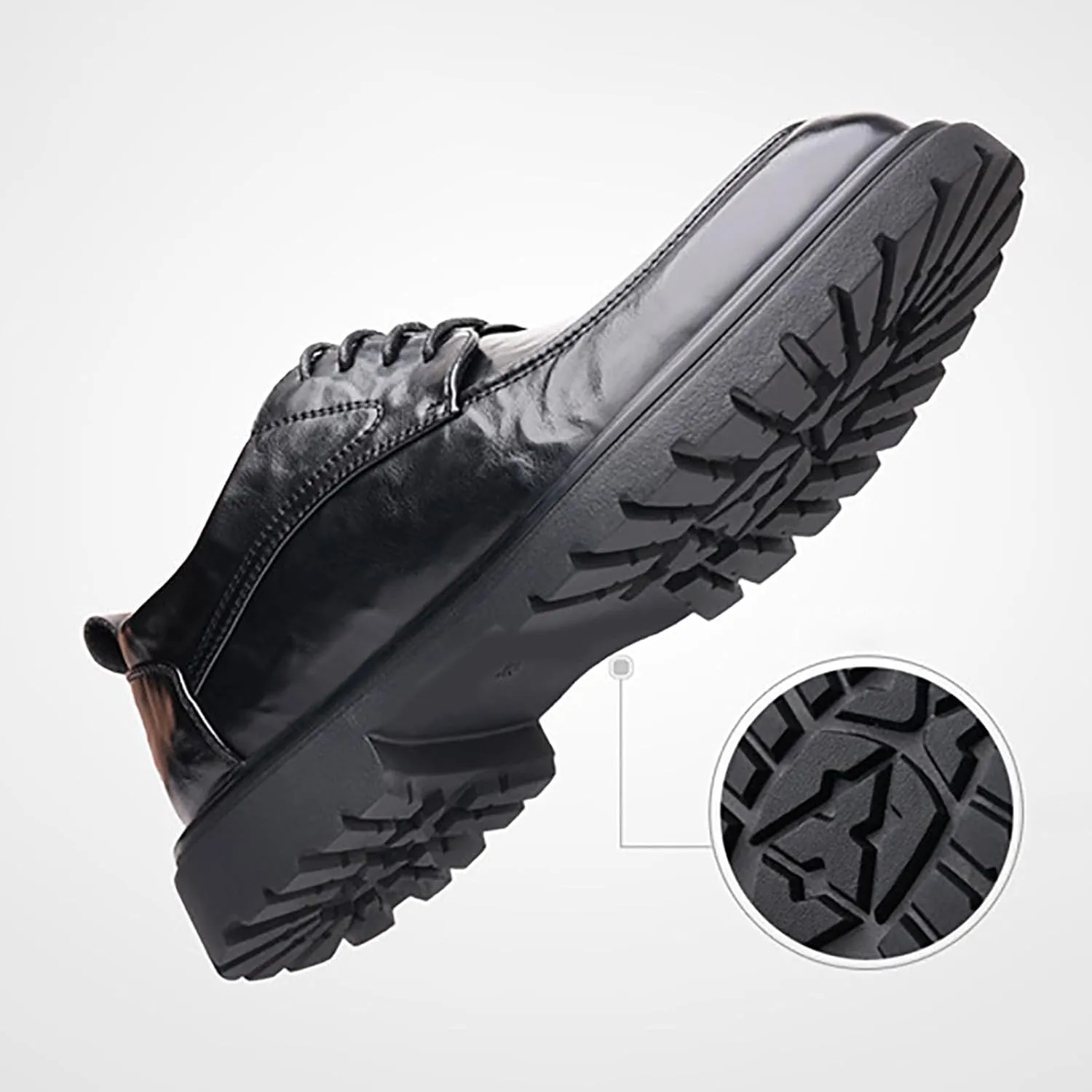 Men Dress Shoes Casual Oxford Leather Shoes， Breathable Business Big Head Comfortable Walking Shoes Business Office Flats Shoes