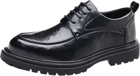 Men Dress Shoes Casual Oxford Leather Shoes， Breathable Business Big Head Comfortable Walking Shoes Business Office Flats Shoes