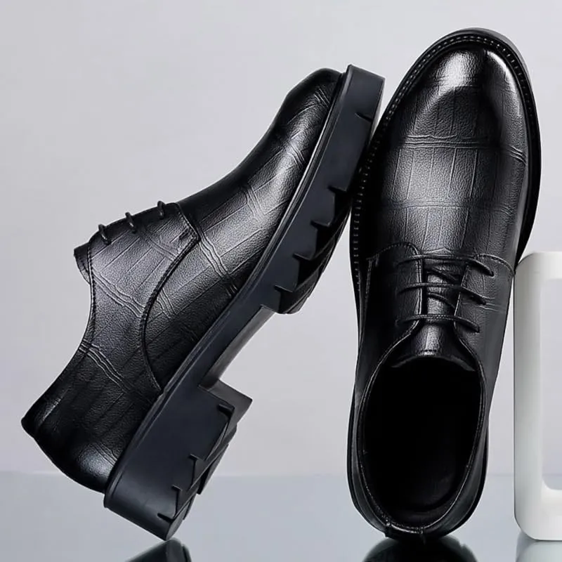 Men's Business Oxford Shoes Classic Round Toe Shiny Checkered Comfortable Dress Loafers Driving Work Business Dress Shoes