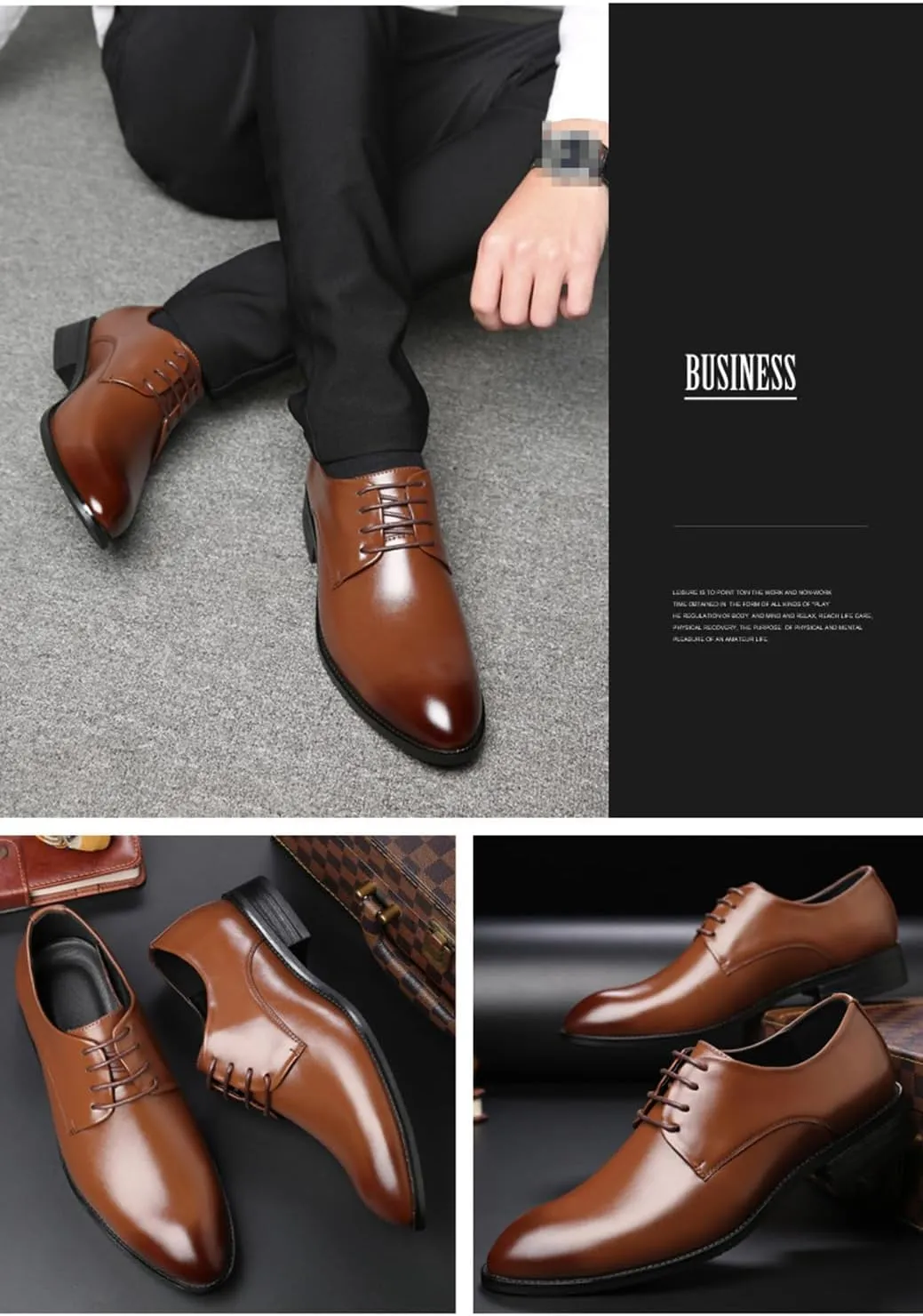 Men's Fashion Dress Shoes Lace Up Oxfords Classic Comfortable Formal Derby Business Dress Shoes for Men