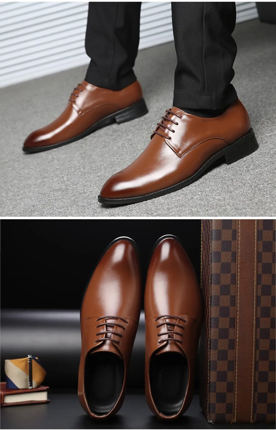 Men's Fashion Dress Shoes Lace Up Oxfords Classic Comfortable Formal Derby Business Dress Shoes for Men
