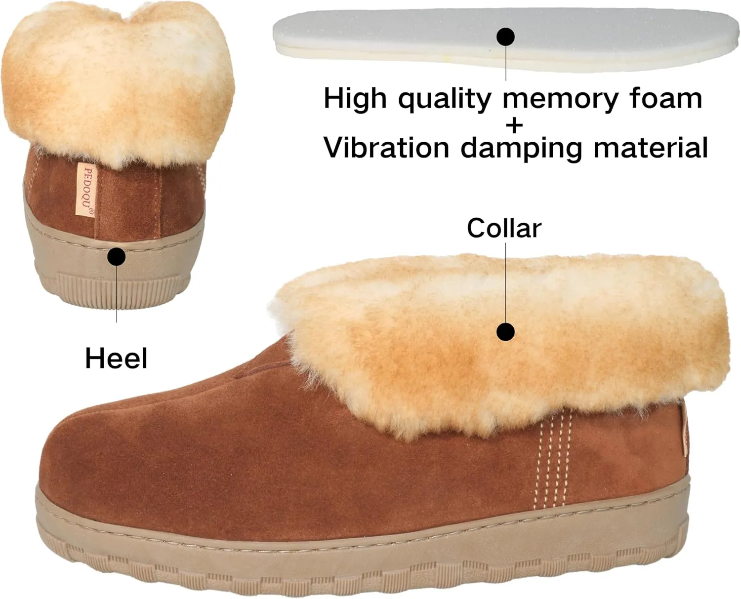 Men's Genuine Suede Genuine Shearling Indoor/Outdoor Foldover Boot