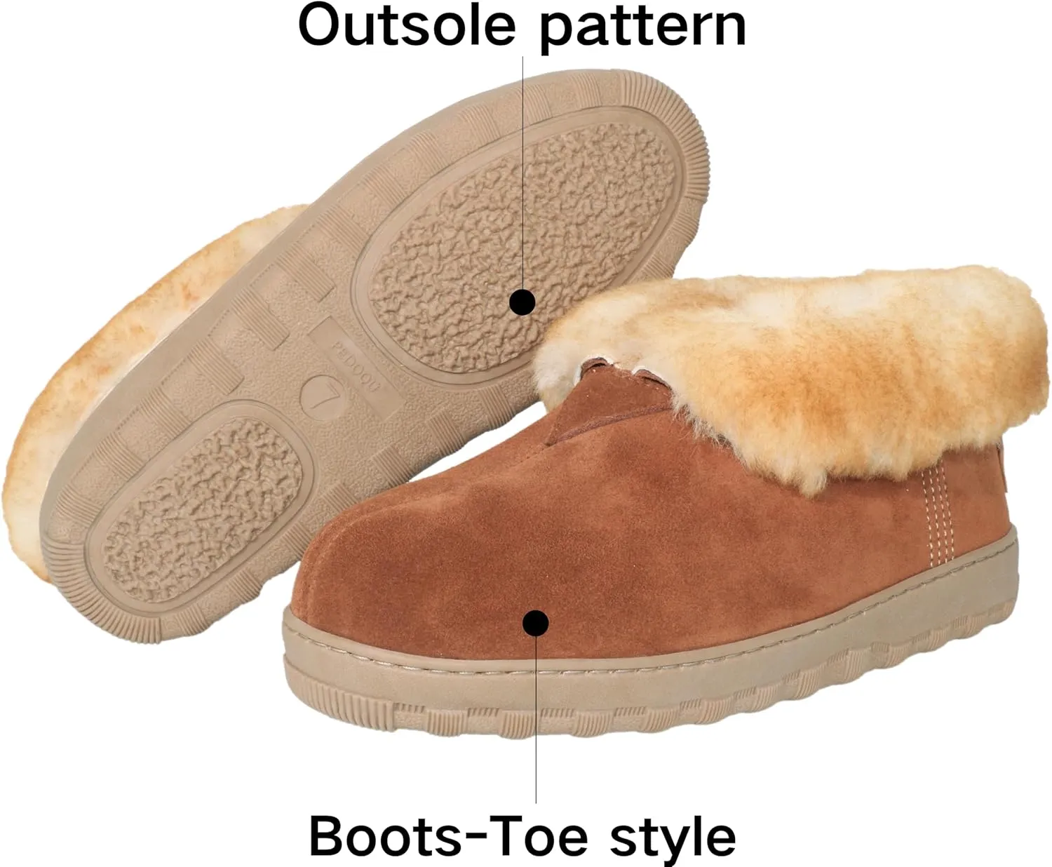 Men's Genuine Suede Genuine Shearling Indoor/Outdoor Foldover Boot