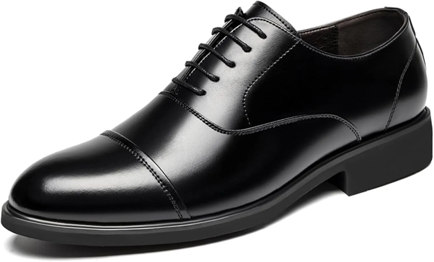 Men's Leather Low Heel Slip-On Business Oxford Shoes Comfort Dress Sneakers Men Fashion Business Casual Plus Size Casual Business Low Top Pointed Toe Breathable Suit Shoes