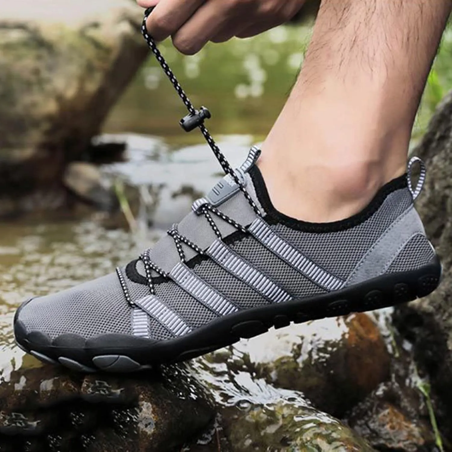 Mens Wading Shoes Outdoor Swim Sports Shoes Flat Breathable Quick-Dry Kayaking Shoe Grounded Hiking Footwear