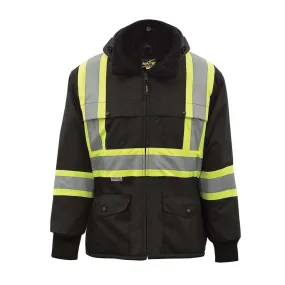 Nats Men's Hi Vis Winter Work Jacket 600D CSA Poly Insulated Waterproof Reflective, Durable, Comfortable, Taped Seams, Detachable Hood | Sizes XS-5XL