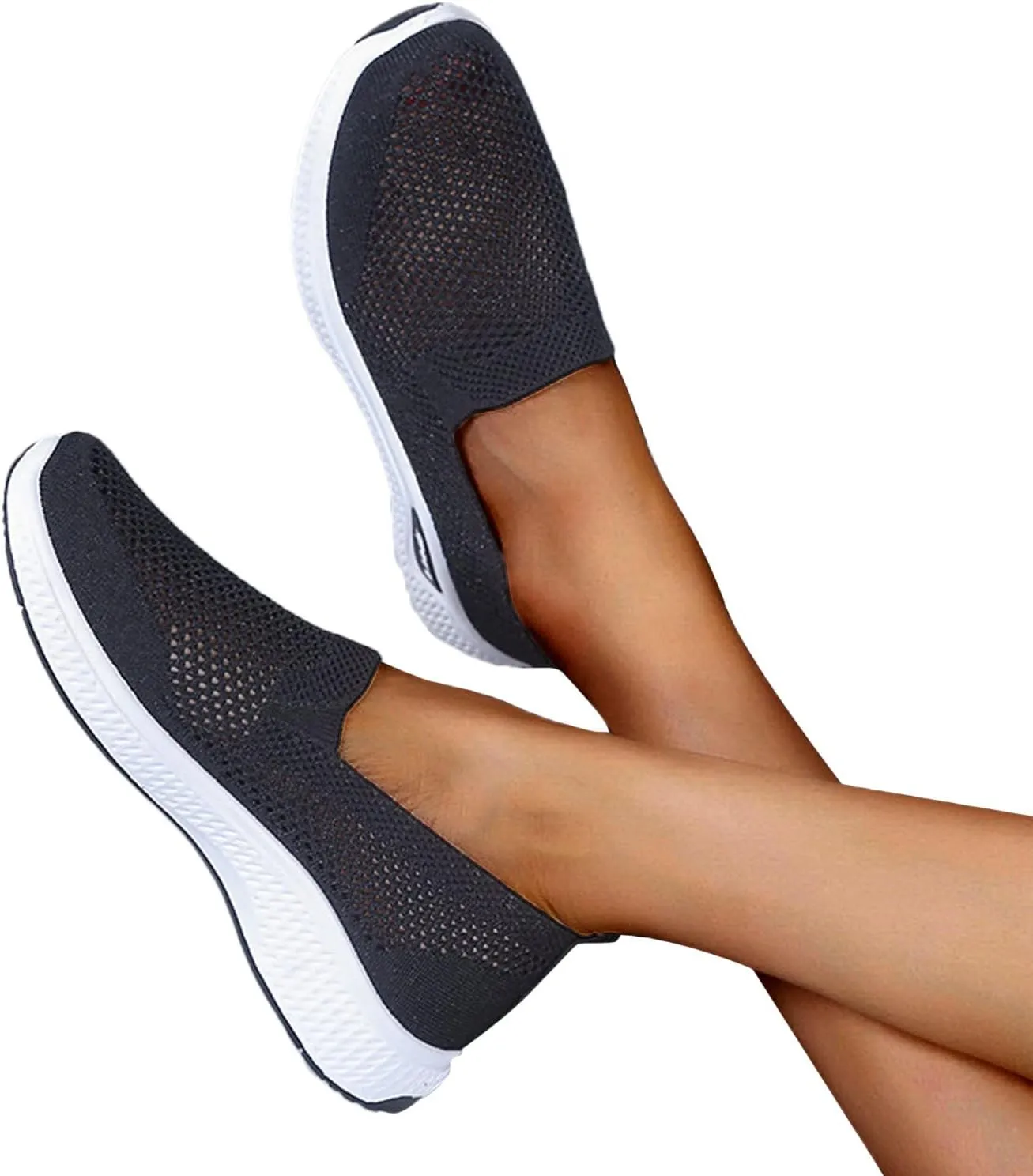 Orthowalk Shoes for Women Orthopedic Arch Support Woven Mesh Breathable Soft Sneakers Slip On Wide Width L𝐨w Heel Lightweight Dress Shoes