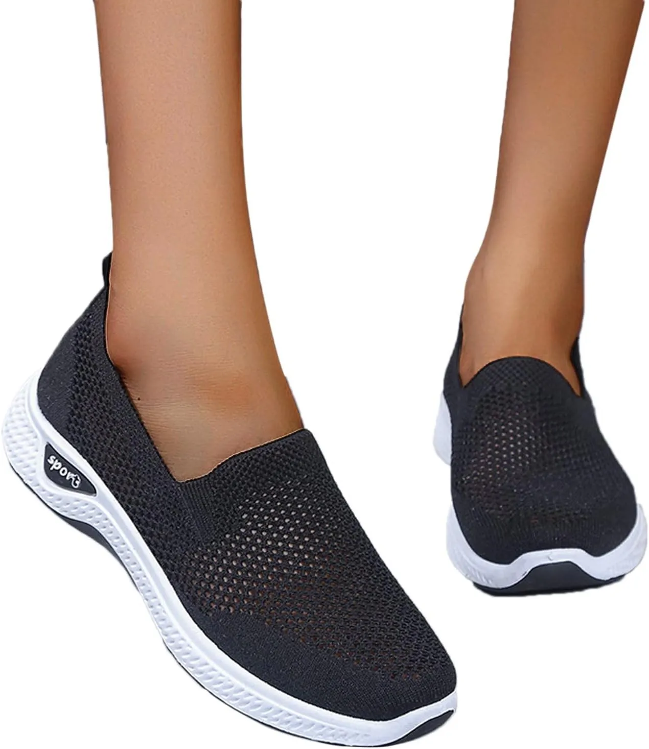 Orthowalk Shoes for Women Orthopedic Arch Support Woven Mesh Breathable Soft Sneakers Slip On Wide Width L𝐨w Heel Lightweight Dress Shoes