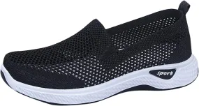 Orthowalk Shoes for Women Orthopedic Arch Support Woven Mesh Breathable Soft Sneakers Slip On Wide Width L𝐨w Heel Lightweight Dress Shoes