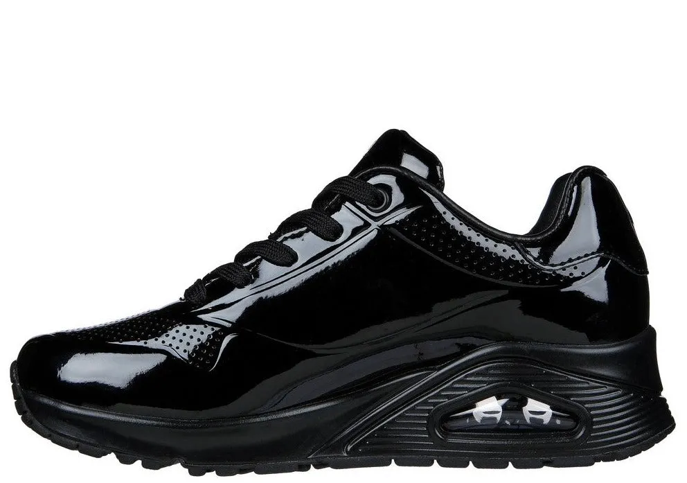 Pantofi sport, dama, SKECHERS Uno Shiny One, 177142-BBK negru, piele lacuita