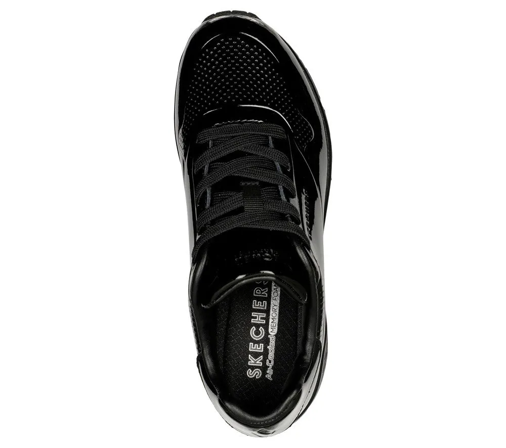 Pantofi sport, dama, SKECHERS Uno Shiny One, 177142-BBK negru, piele lacuita