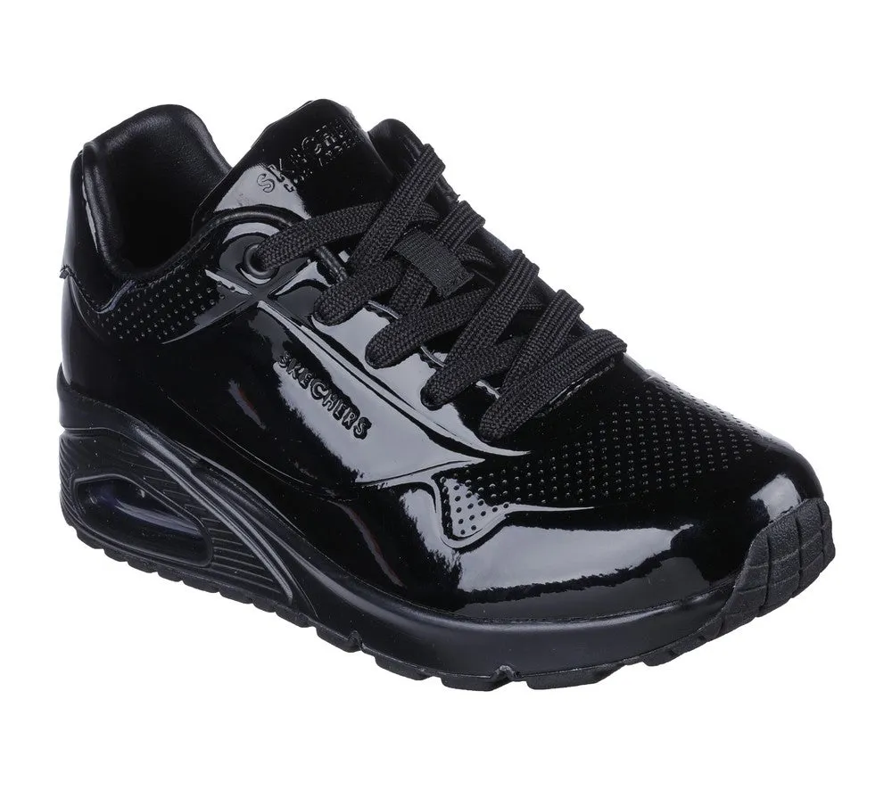 Pantofi sport, dama, SKECHERS Uno Shiny One, 177142-BBK negru, piele lacuita