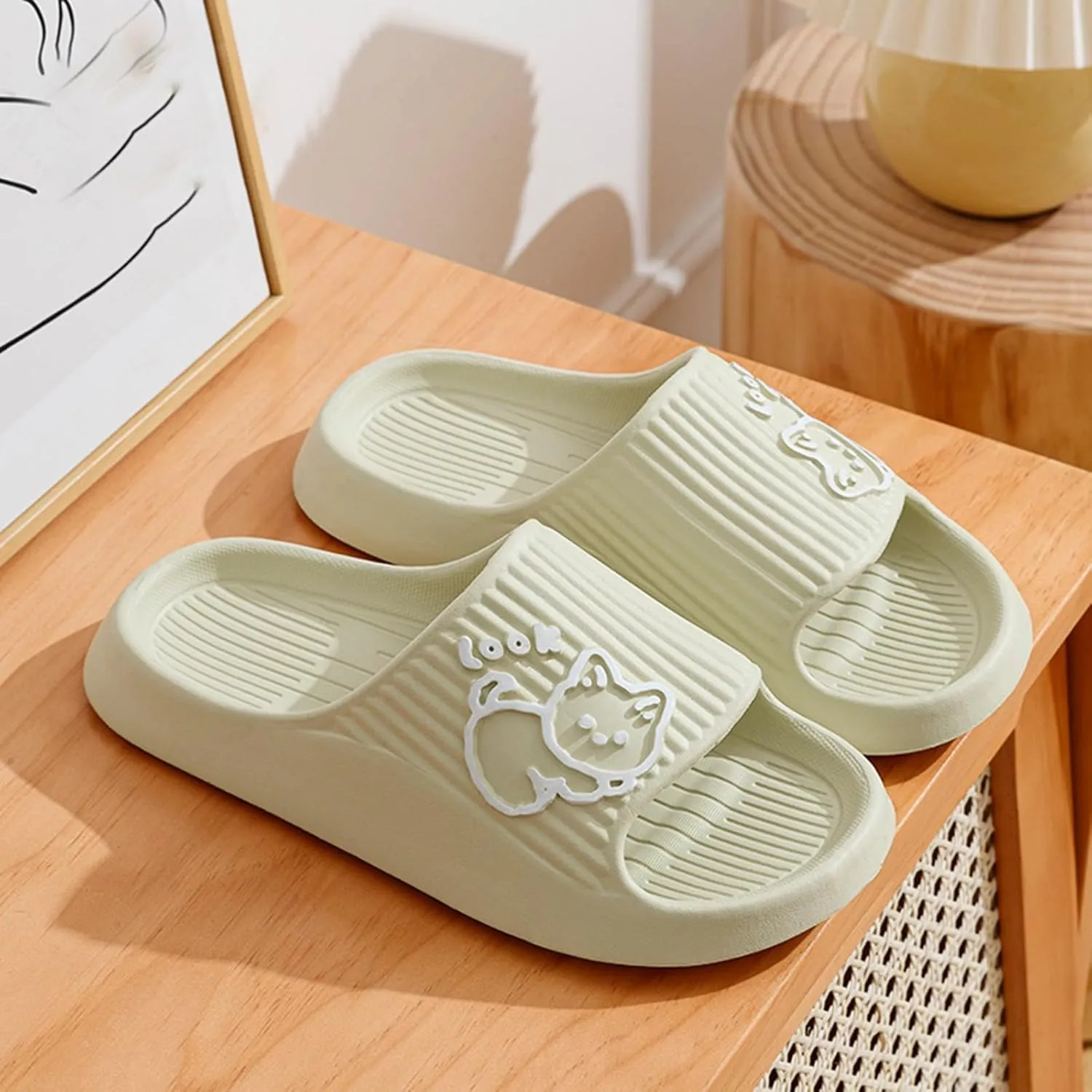 Pillow Slippers for Women and Men Shower Slides Non Slip Quick Drying Bathroom Ballerina Slippers Women