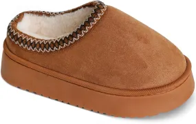 Platform Slippers for Women Mini Fuzzy Boots, Super Light EVA 4cm Thick Sole, Fur Fleece Lined, Cozy and Stylish Slipper for Outdoor Indoor