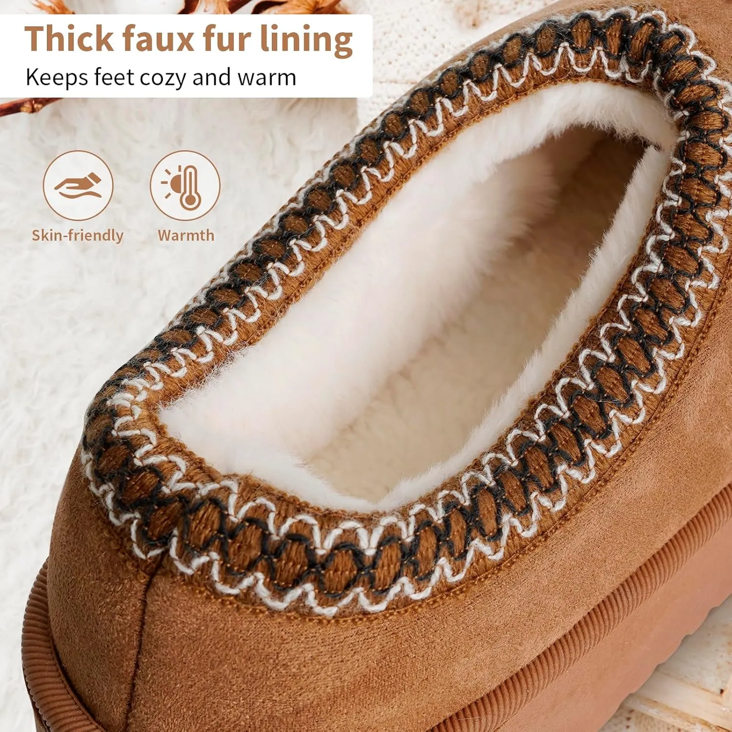 Platform Slippers for Women Mini Fuzzy Boots, Super Light EVA 4cm Thick Sole, Fur Fleece Lined, Cozy and Stylish Slipper for Outdoor Indoor