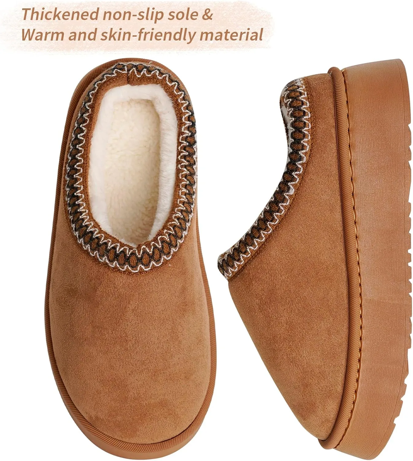 Platform Slippers for Women Mini Fuzzy Boots, Super Light EVA 4cm Thick Sole, Fur Fleece Lined, Cozy and Stylish Slipper for Outdoor Indoor