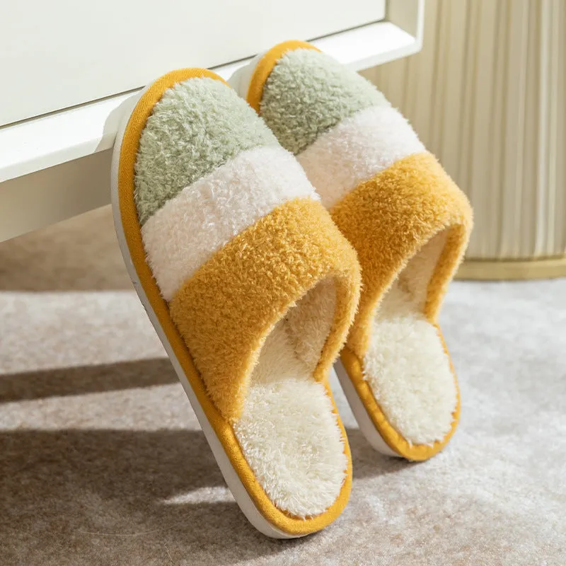 Plush Cotton  Women Thick-soled Non-slip Couple Cotton Slippers