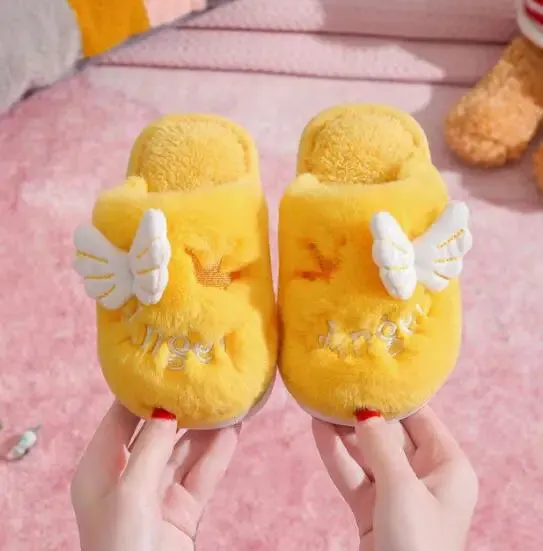 Plush Slippers with Wings for Girls