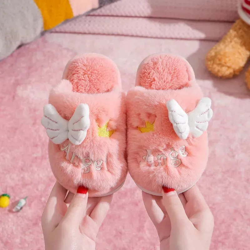 Plush Slippers with Wings for Girls