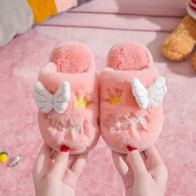 Plush Slippers with Wings for Girls