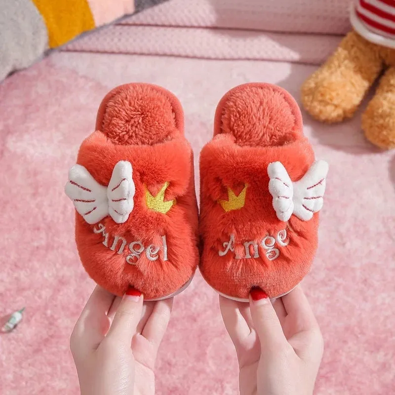 Plush Slippers with Wings for Girls