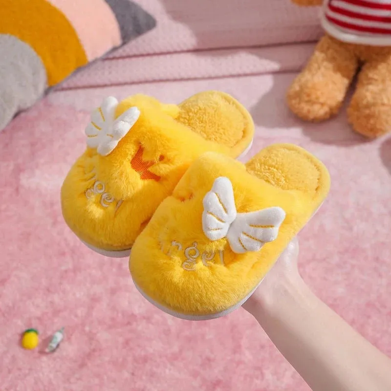 Plush Slippers with Wings for Girls