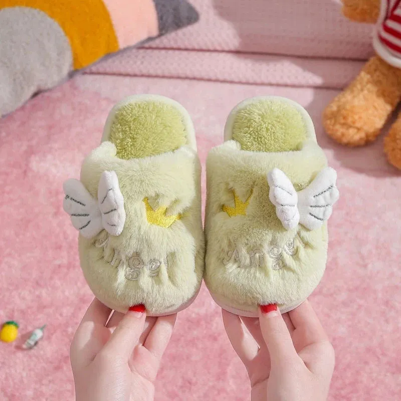 Plush Slippers with Wings for Girls