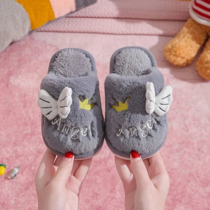 Plush Slippers with Wings for Girls