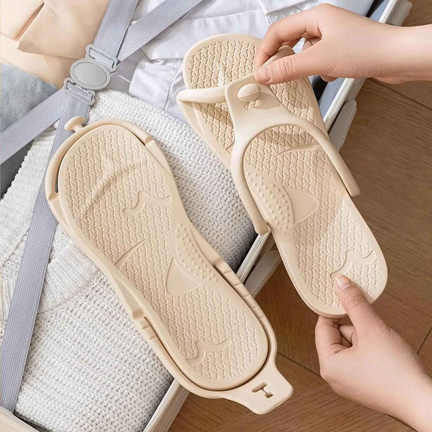 Travel Slippers Shower Shoes For Men Women - Foldable Flip-Flop Sandals Non-Slip Quick-Dry, Portable House Shoes For Bathroom Gym Spa Pool Beach