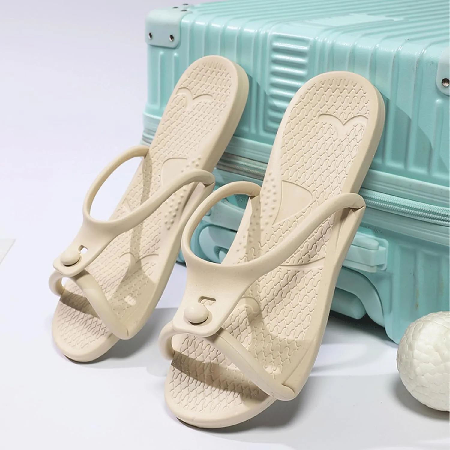 Travel Slippers Shower Shoes For Men Women - Foldable Flip-Flop Sandals Non-Slip Quick-Dry, Portable House Shoes For Bathroom Gym Spa Pool Beach