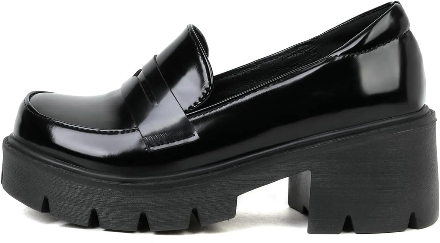 Uniquelly Platform Loafers for Women Chunky Loafers Round Toe Penny Loafers Lug Sole Mid Heel Slip On Comfort Fashion Business Work Shoes