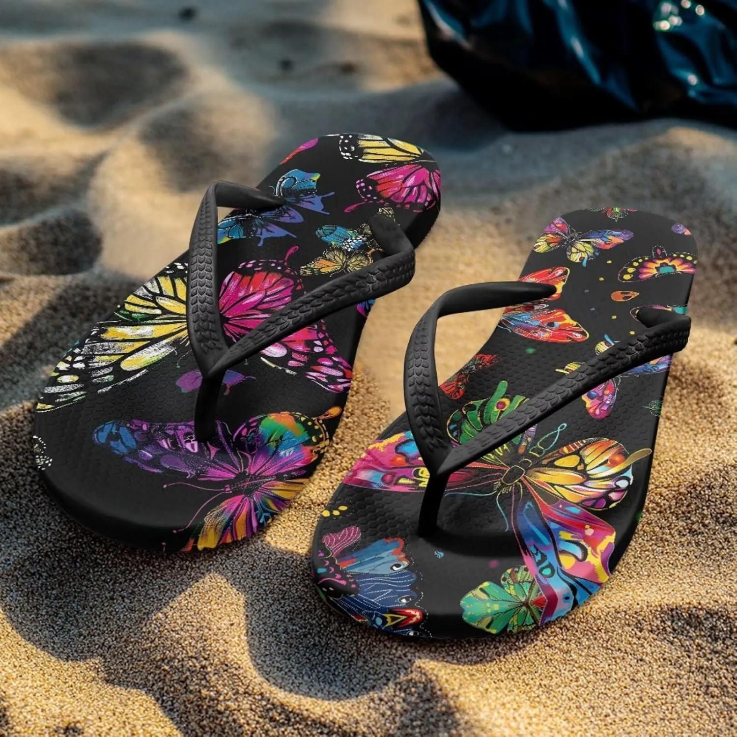 Women's Butterfly Dragonfly Flip Flop Thong Sandal Yoga Mat Comfortable Beach Pool Walking Slippers
