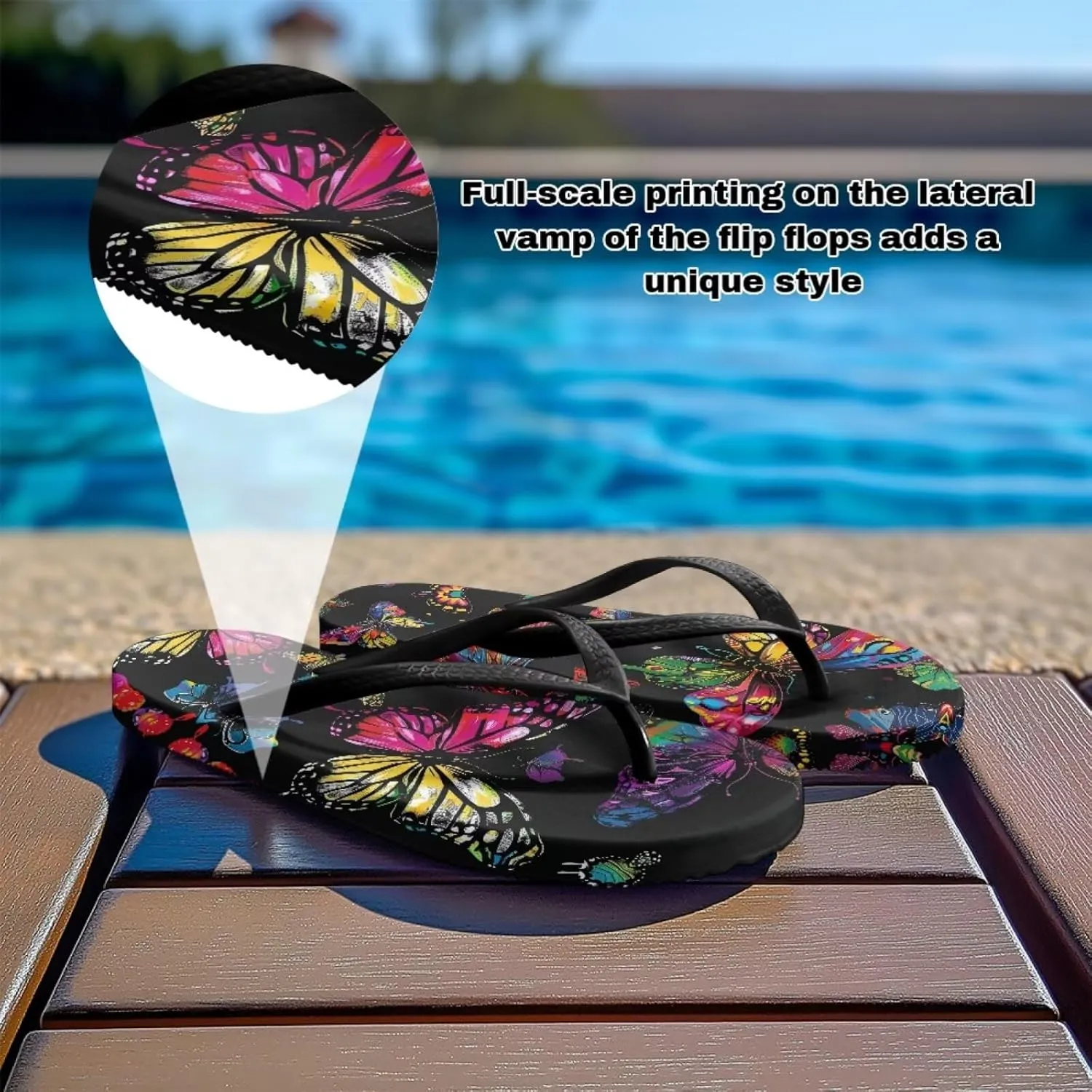 Women's Butterfly Dragonfly Flip Flop Thong Sandal Yoga Mat Comfortable Beach Pool Walking Slippers